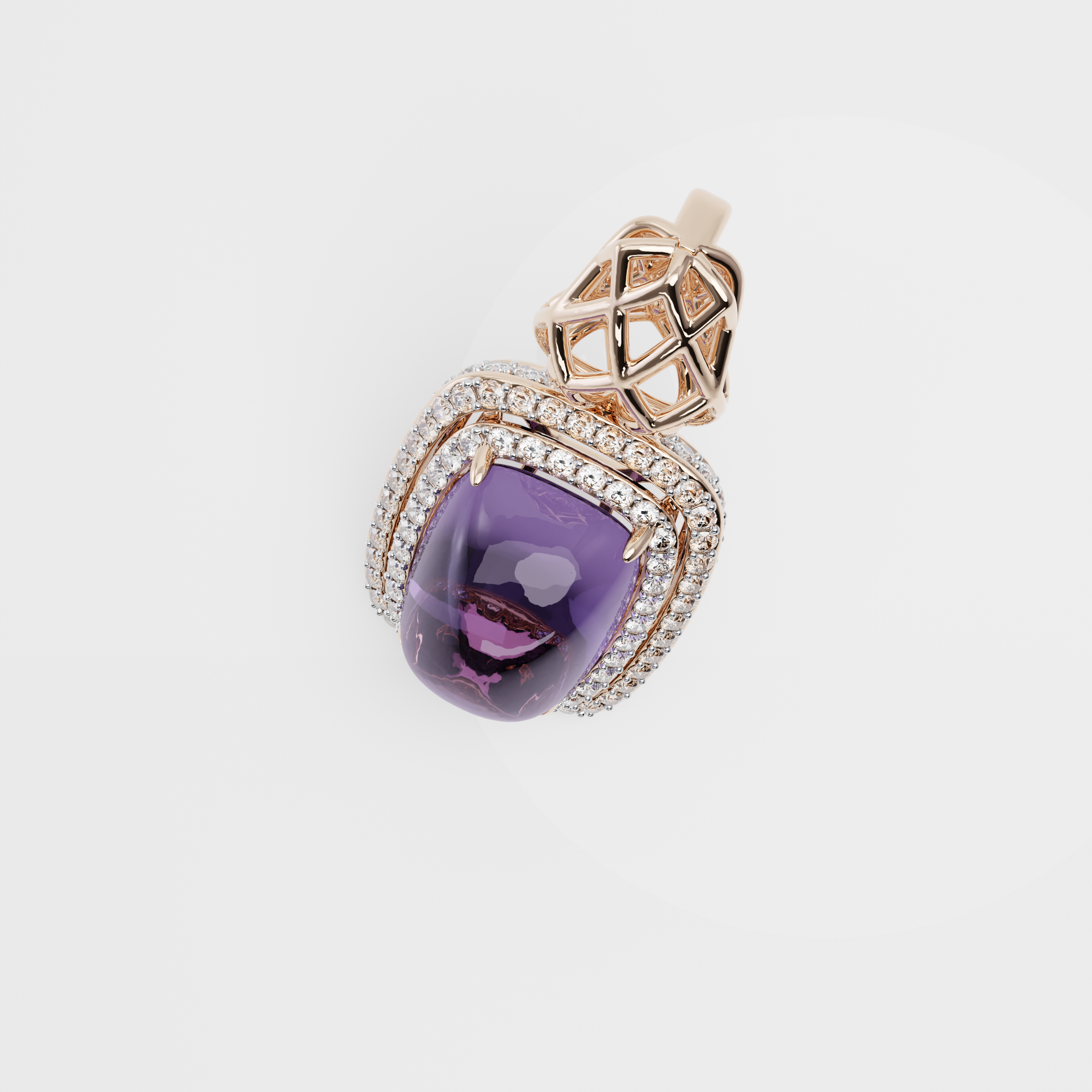 Amethyst & Diamond Pendant, Rose Gold - 2