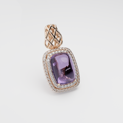 Amethyst & Diamond Pendant, Rose Gold - 2