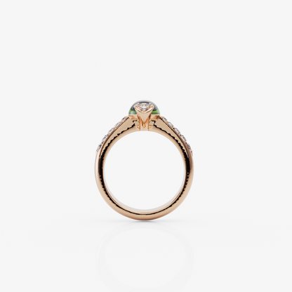 Green Topaz & Diamond Ring, Rose Gold