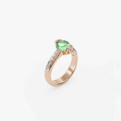 Green Topaz & Diamond Ring, Rose Gold