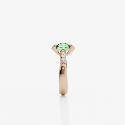 Green Topaz & Diamond Ring, Rose Gold