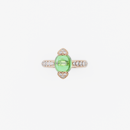 Green Topaz & Diamond Ring, Rose Gold