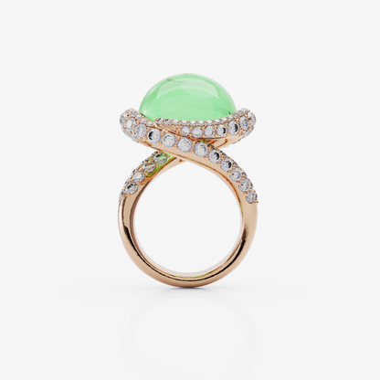 Green Topaz & Diamond Ring, Rose Gold - 2