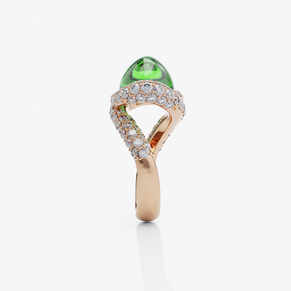 Green Topaz & Diamond Ring, Rose Gold - 2