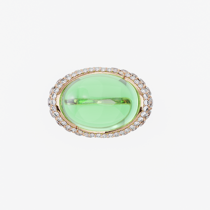 Green Topaz & Diamond Ring, Rose Gold - 2