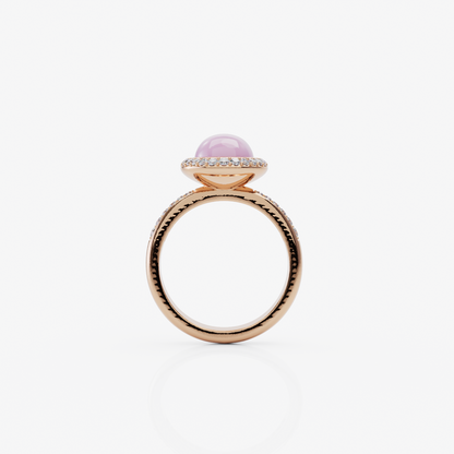 Pink Opal & Diamond Ring, Rose Gold