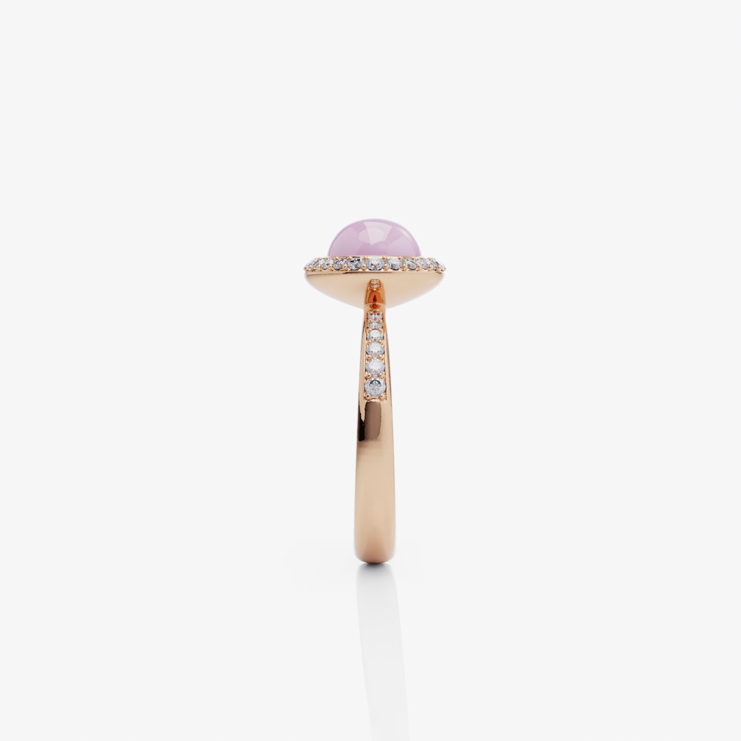 Pink Opal & Diamond Ring, Rose Gold