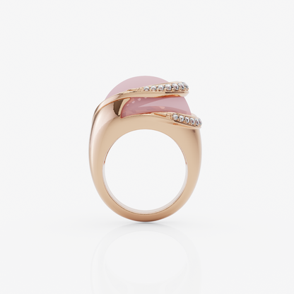 Pink Quartz & Diamond Ring, Rose Gold