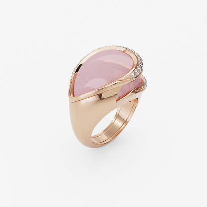 Pink Quartz & Diamond Ring, Rose Gold