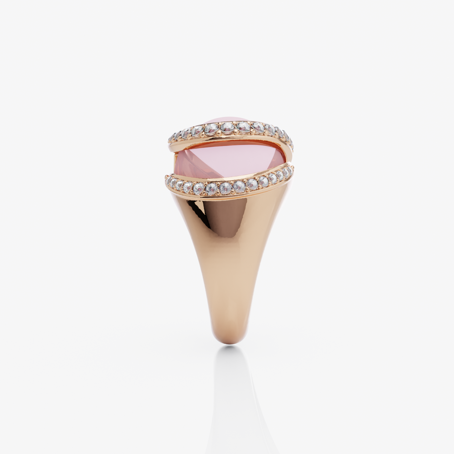 Pink Quartz & Diamond Ring, Rose Gold