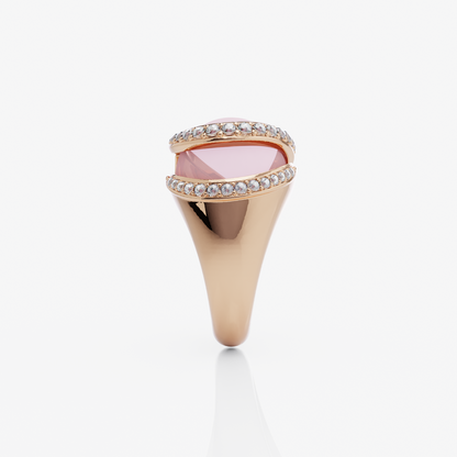 Pink Quartz & Diamond Ring, Rose Gold